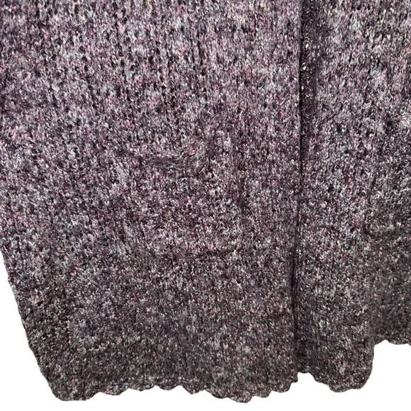 I.e. Women’s Knitted Button Front Pocket Cardigan Scalloped Hem Purple Sz 1X - Picture 4 of 9